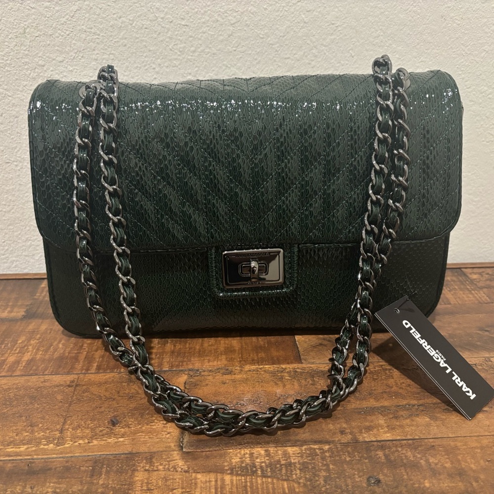 Karl Lagerfeld Dark Green Quilted Shoulder Bag